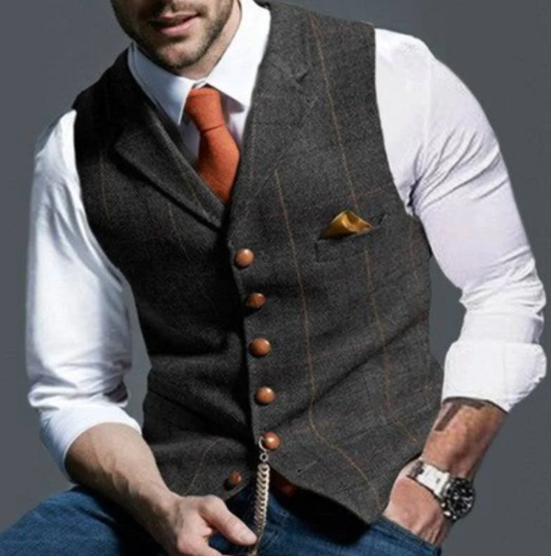 Elise | Elegant Double Breasted Tweed Waistcoat For Men