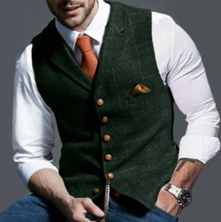 Elise | Elegant Double Breasted Tweed Waistcoat For Men