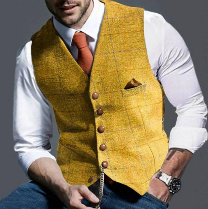 Elise | Elegant Double Breasted Tweed Waistcoat For Men