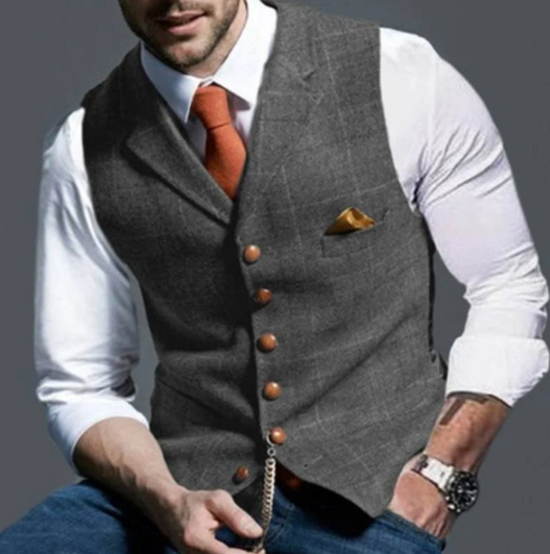 Elise | Elegant Double Breasted Tweed Waistcoat For Men