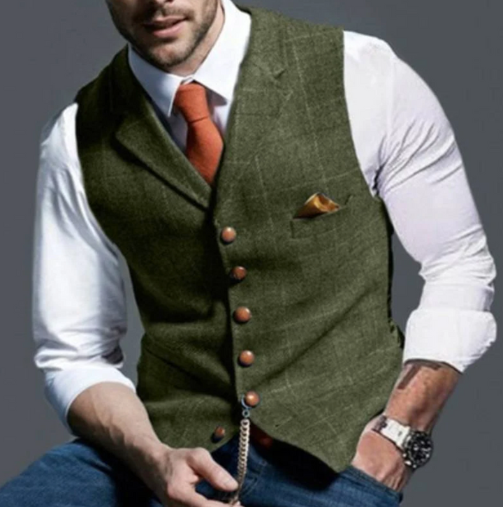 Elise | Elegant Double Breasted Tweed Waistcoat For Men