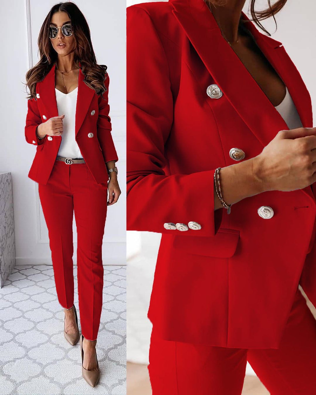 Margot | Elegant Double-Breasted Blazer Suit Set