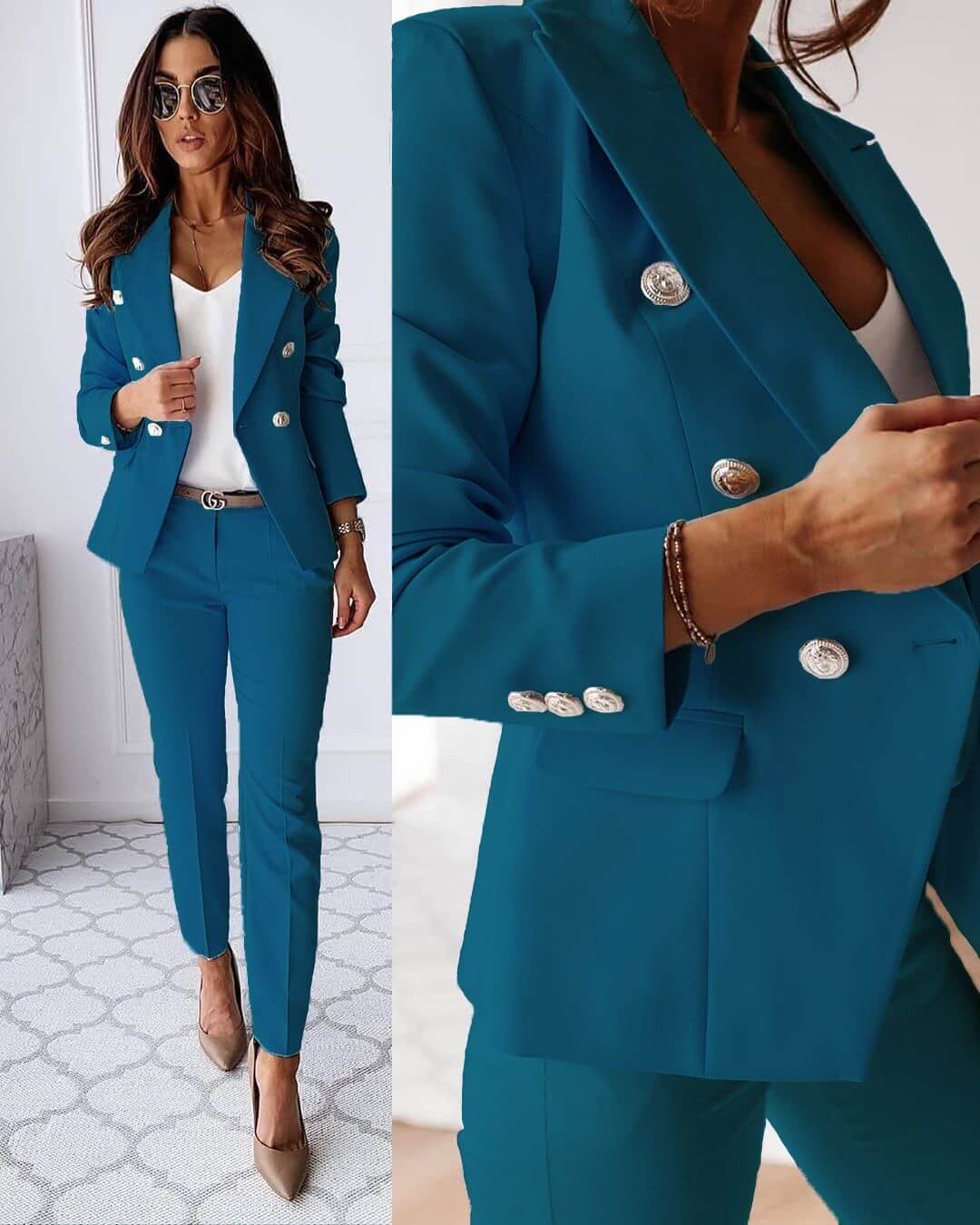 Margot | Elegant Double-Breasted Blazer Suit Set