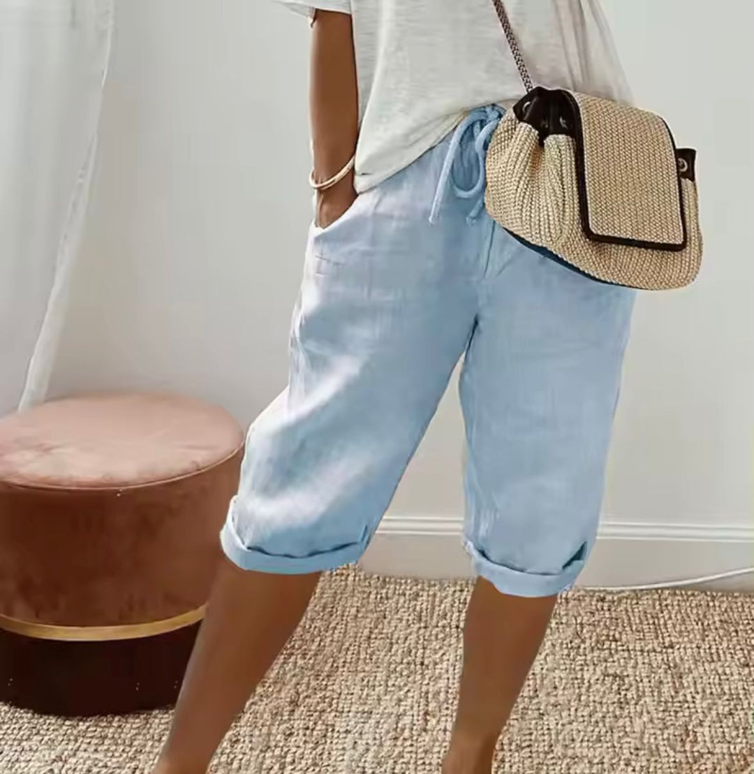Hedwig | Chic High-Waisted Linen Bermuda Shorts Women