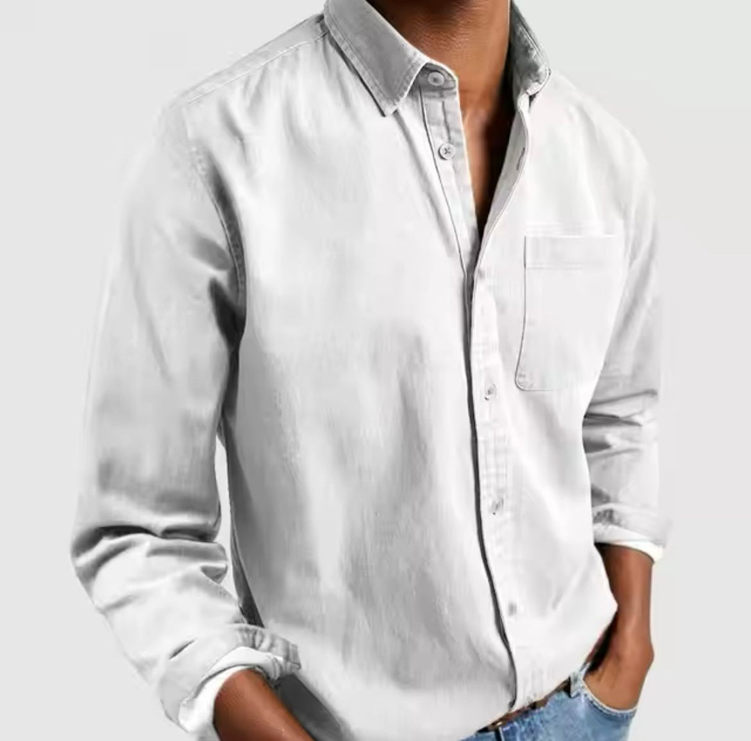 Kasper | Stylish Men's Long Sleeve Button Up Linen Shirt