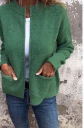 Sawyer | Stylish Zip-Up Knit Cardigan With Ribbed Collar