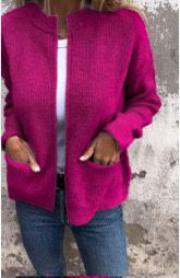 Sawyer | Stylish Zip-Up Knit Cardigan With Ribbed Collar