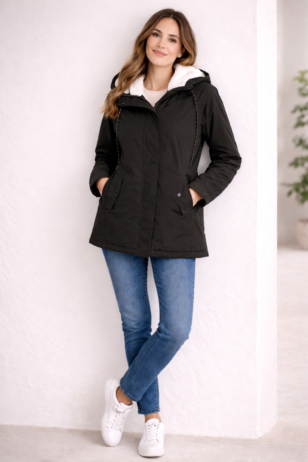 Iris | Chic Hooded Sherpa Lined Parka Jacket Women