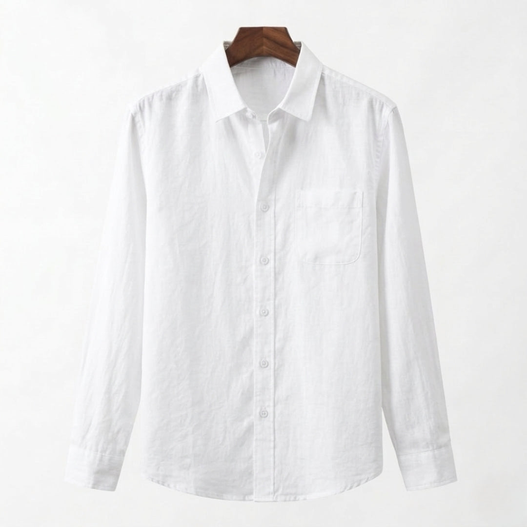 Cannes | Classic Long Sleeve Button Up Linen Shirt Men