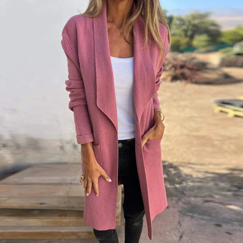 Thea | Elegant Open Front Long Cardigan Jacket
