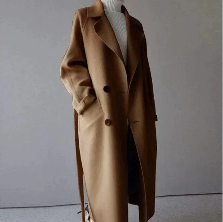 Jade | Elegant Double Breasted Long Wool Coat Women