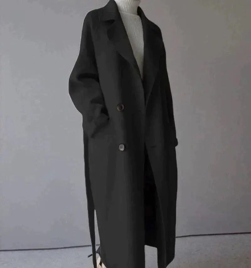 Jade | Elegant Double Breasted Long Wool Coat Women