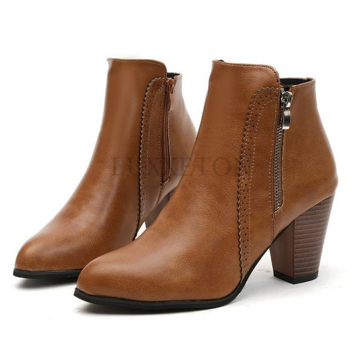 Elyse | Sleek Black Ankle Boots With Side Zip Detail