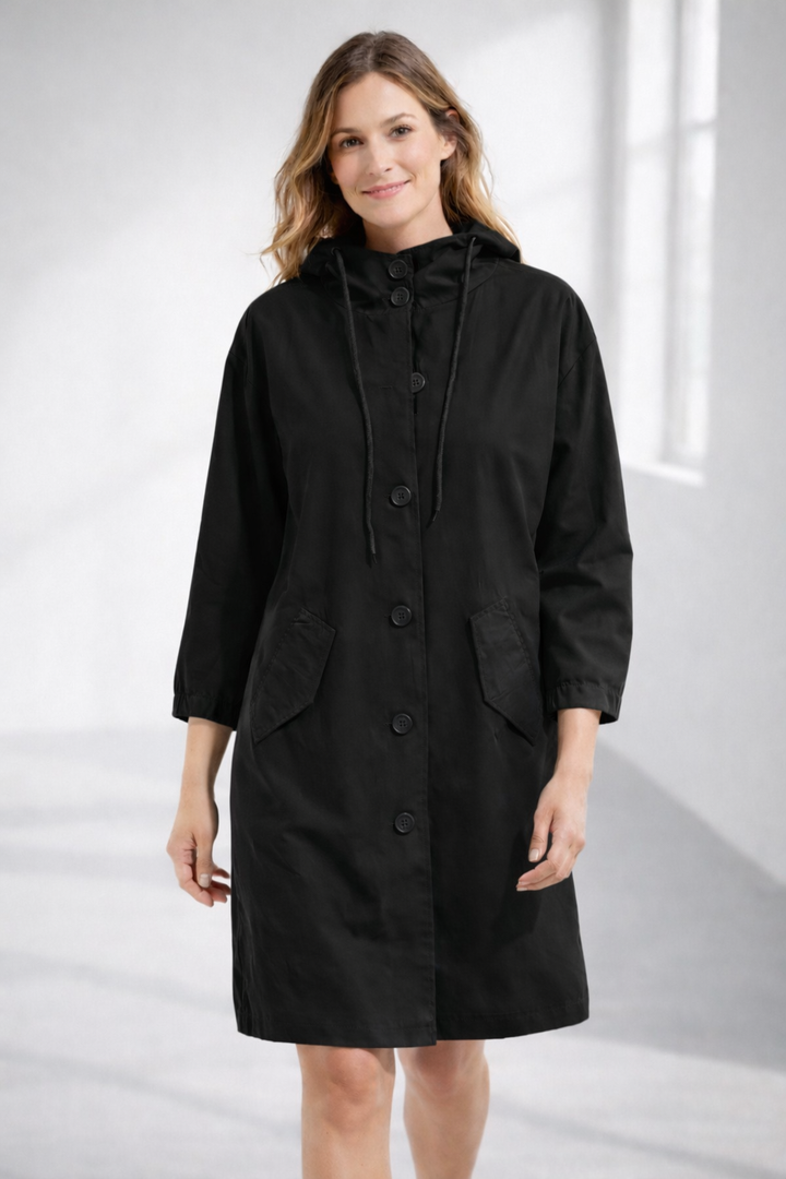 Layla | Chic Hooded Trench Coat With Button Front