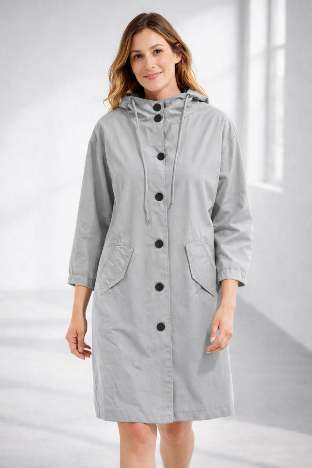 Layla | Chic Hooded Trench Coat With Button Front
