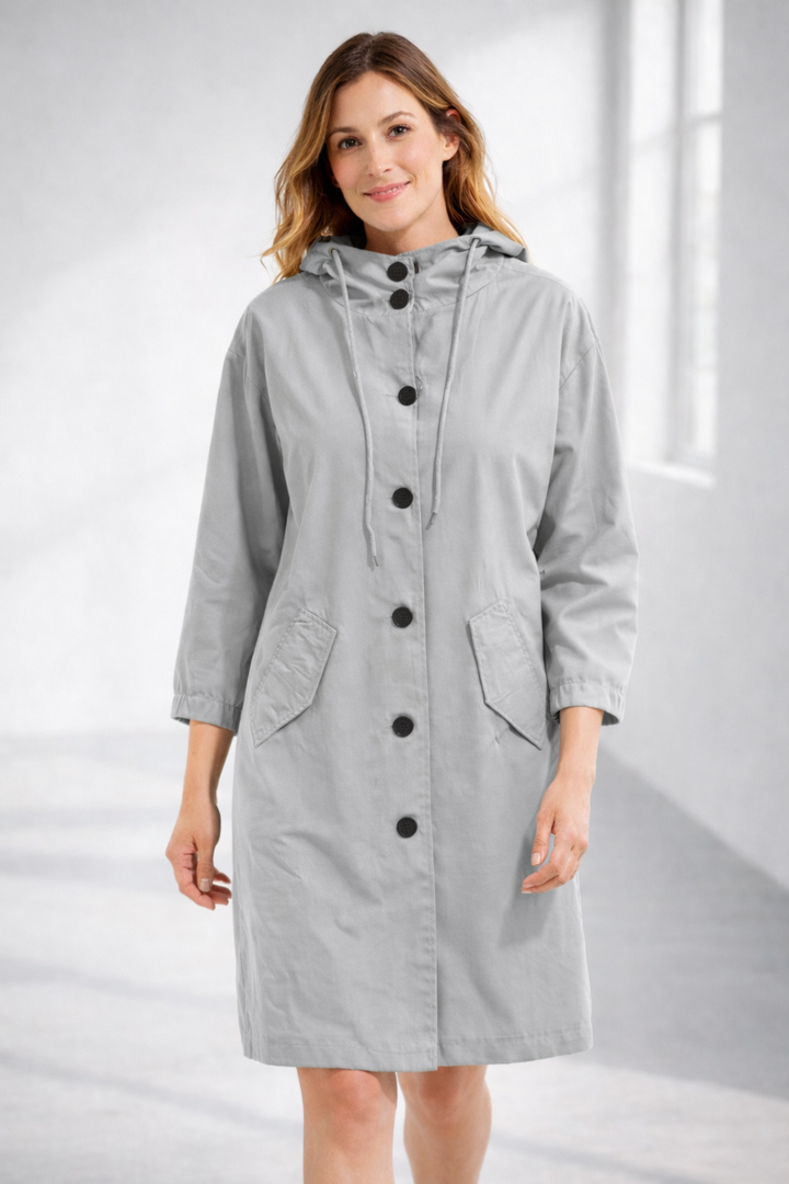 Layla | Chic Hooded Trench Coat With Button Front