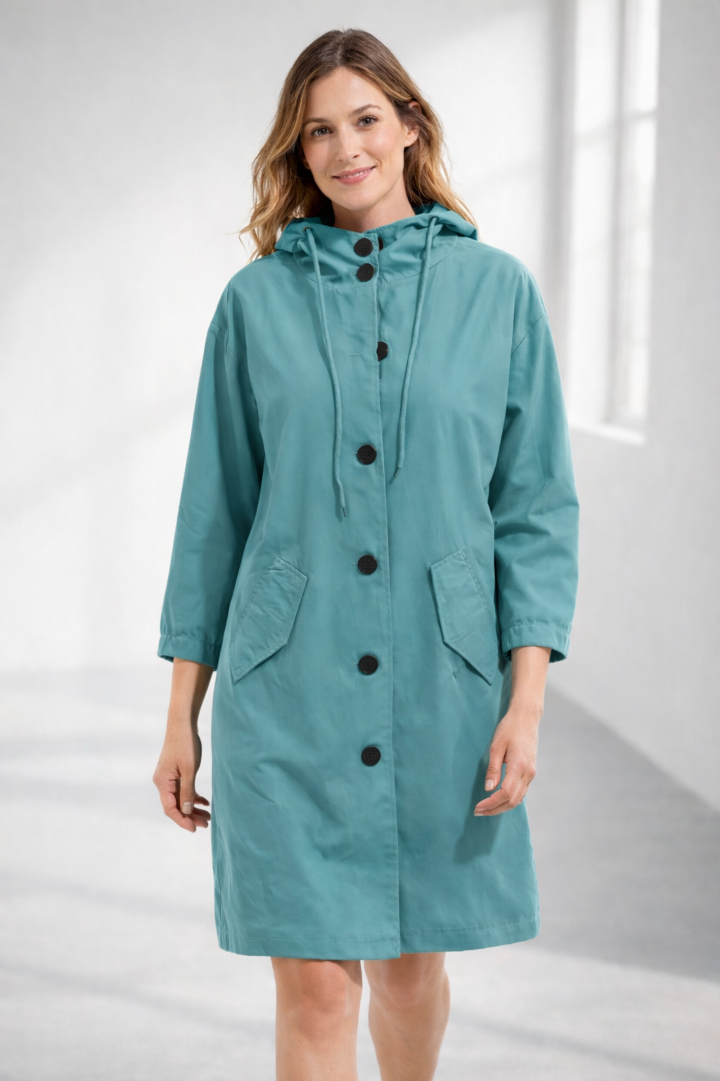 Layla | Chic Hooded Trench Coat With Button Front