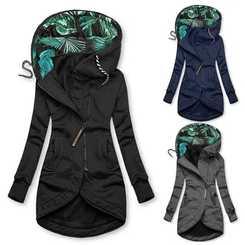 Rosie | Stylish Hooded Winter Jacket With Tropical Print Lining