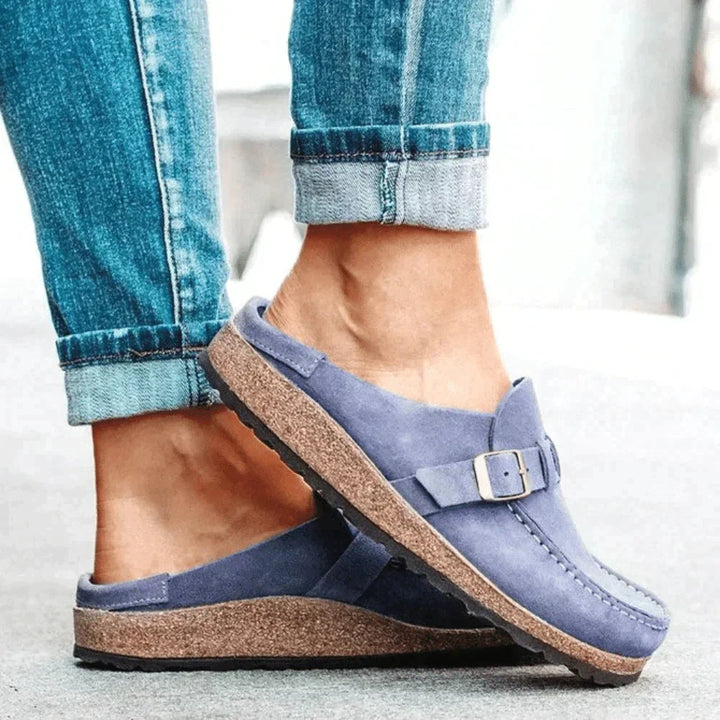 Cordelia | Sleek Orthopedic Closed-Toe Mules With Buckle Strap