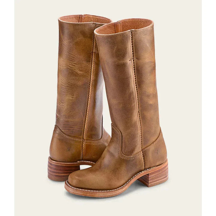 | Elegant Women's Brown Leather Knee High Cowboy Boots