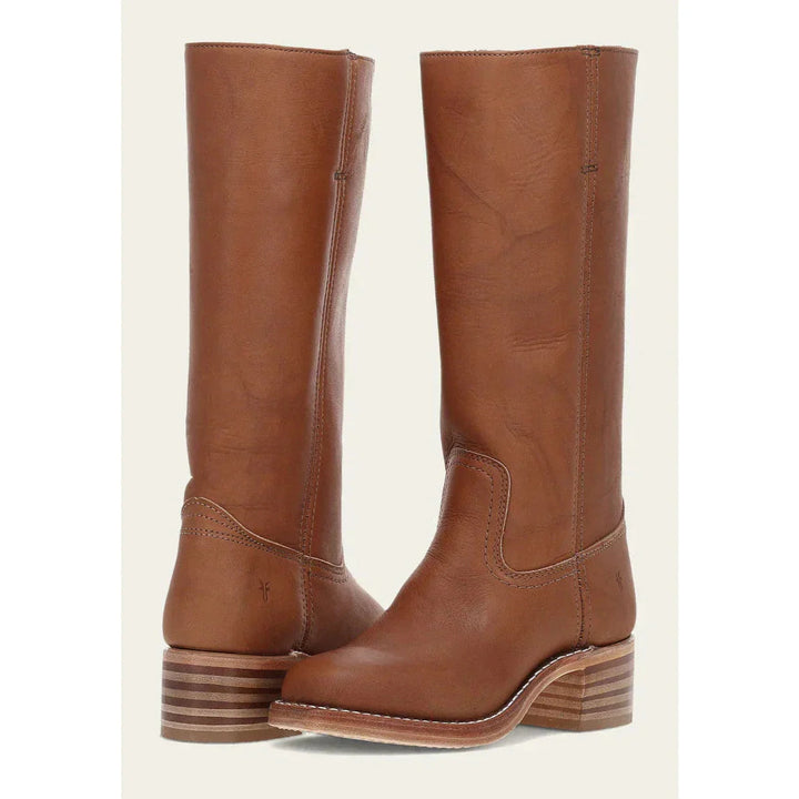 | Elegant Women's Brown Leather Knee High Cowboy Boots