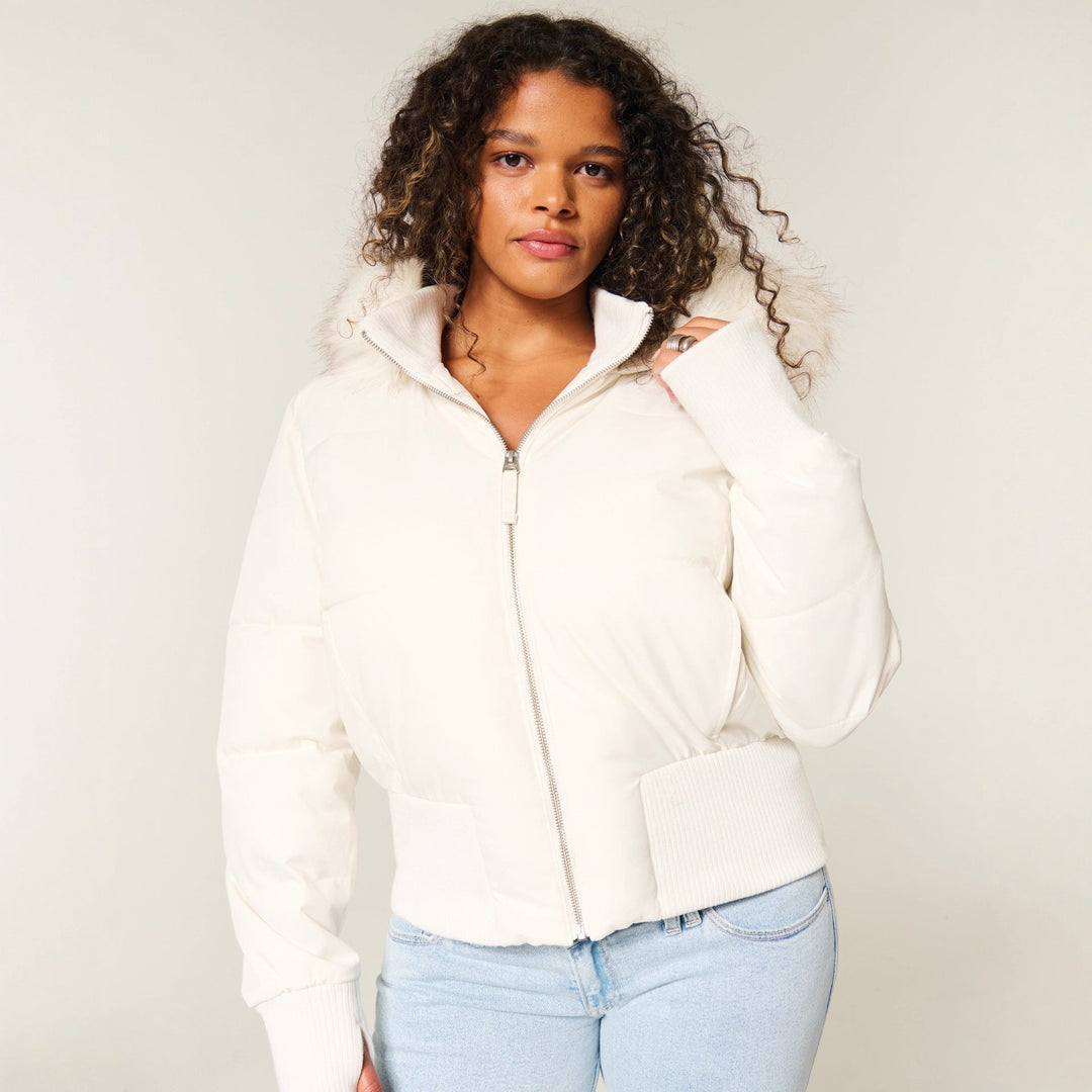 Sienna | Stylish Quilted Puffer Jacket With Faux Fur Hood