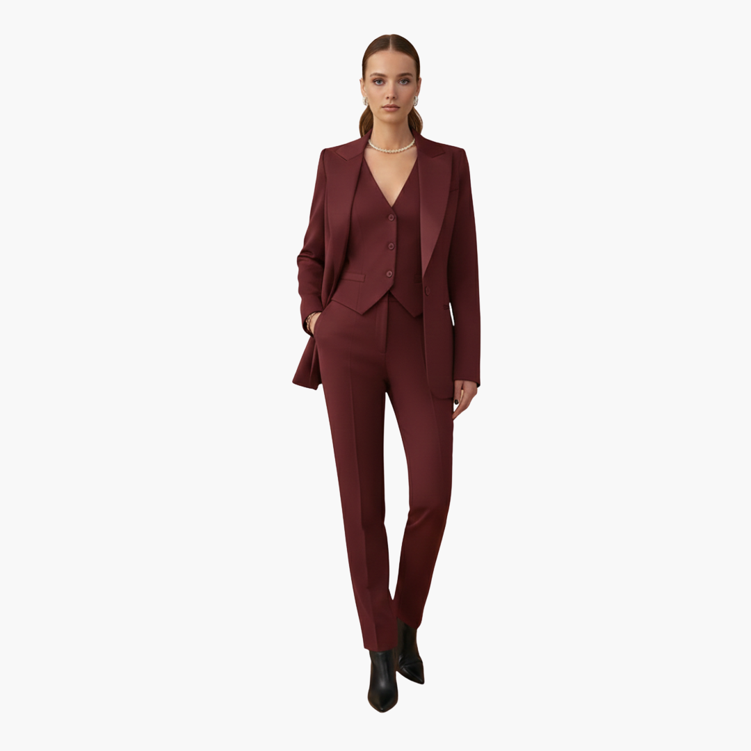 Arabella | Elegant Three Piece V-Neck Blazer Suit Set