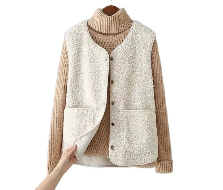 Corinne | Stylish Button-Front Sherpa Vest Women - Sleeveless
