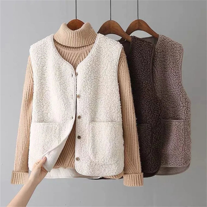 Corinne | Stylish Button-Front Sherpa Vest Women - Sleeveless