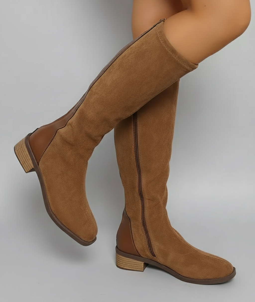 Ingrid | Chic Knee-High Suede Block Heel Boots