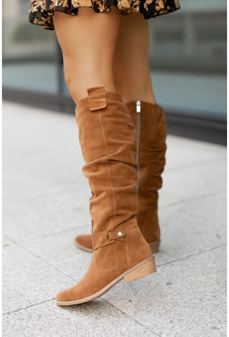 Juniper | Stylish Knee-High Slouch Boots With Strap Details