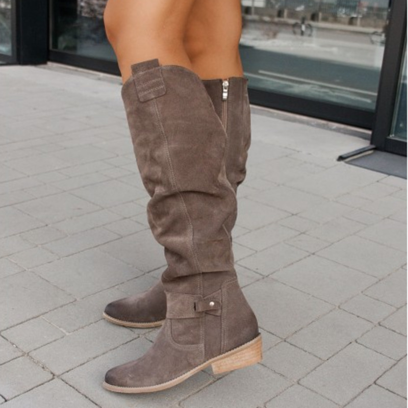 Juniper | Stylish Knee-High Slouch Boots With Strap Details
