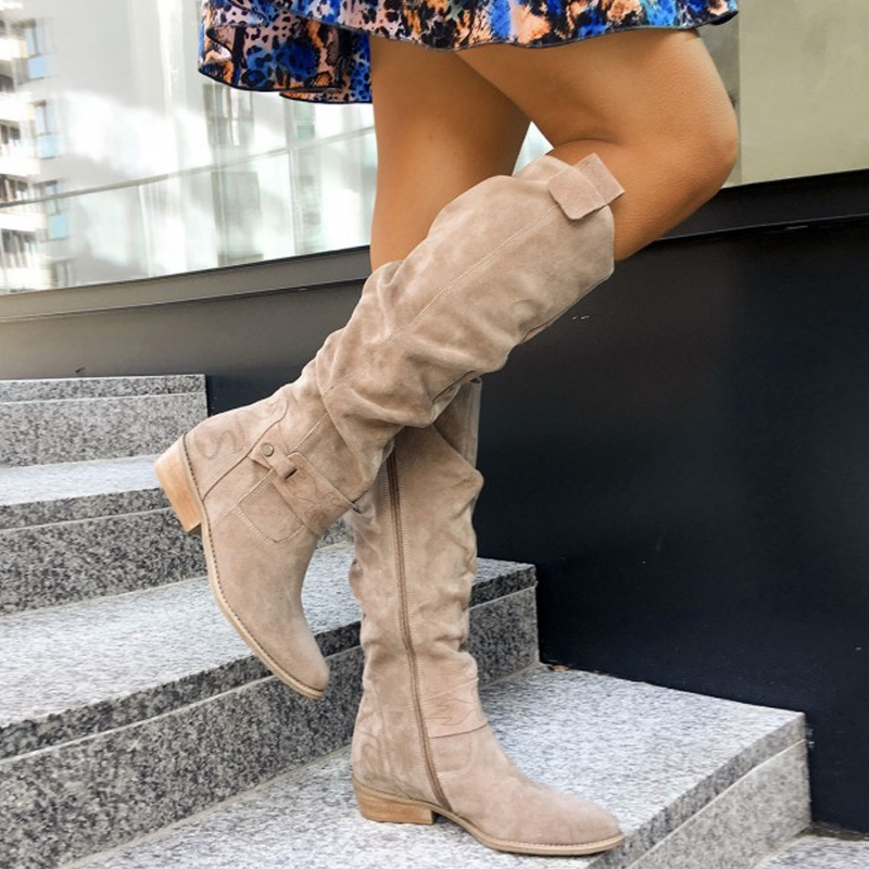 Juniper | Stylish Knee-High Slouch Boots With Strap Details