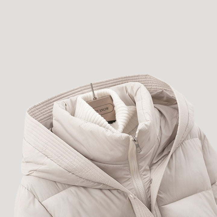 Clara | Chic Hooded Quilted Puffer Jacket With Belted Waist