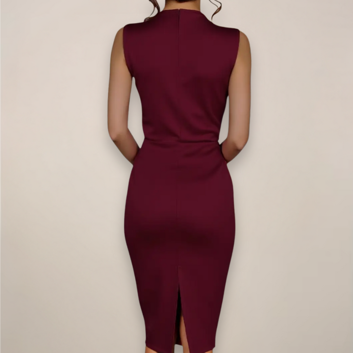 Theodora | Elegant Sleeveless Midi Wrap Dress With V-Neck