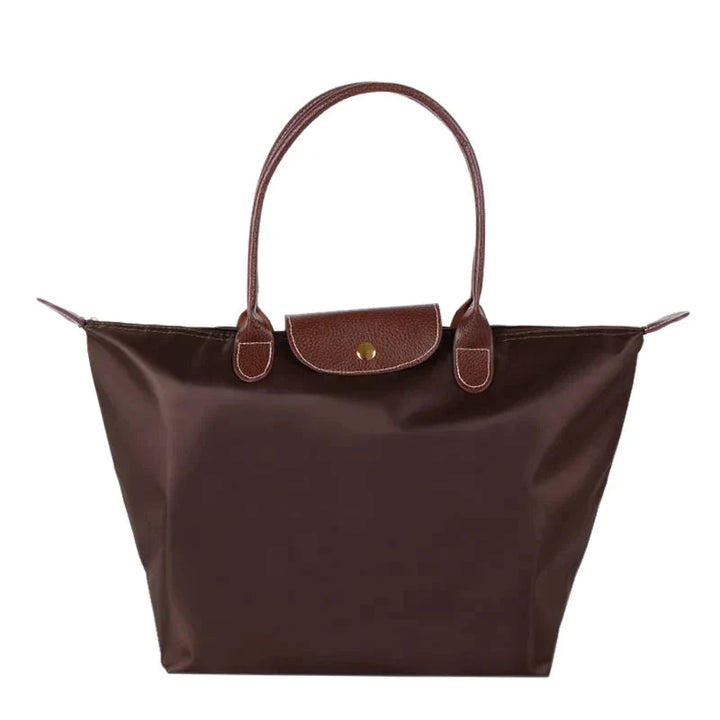 Nolan | Sleek Black Nylon Tote Bag With Leather Handles