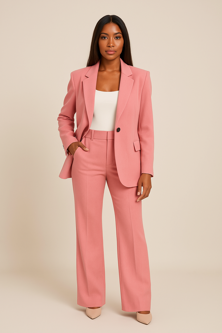 Anastasia | Elegant Tailored Blazer And Wide Leg Pants Suit Set