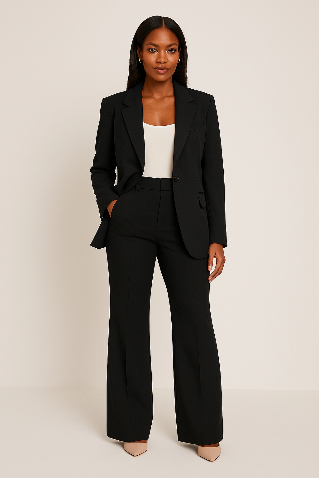 Anastasia | Elegant Tailored Blazer And Wide Leg Pants Suit Set