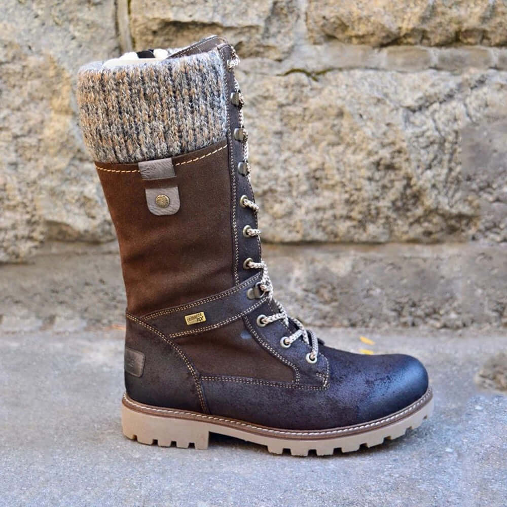 Ruby | Stylish Waterproof Lace-Up Winter Boots With Knit Cuff
