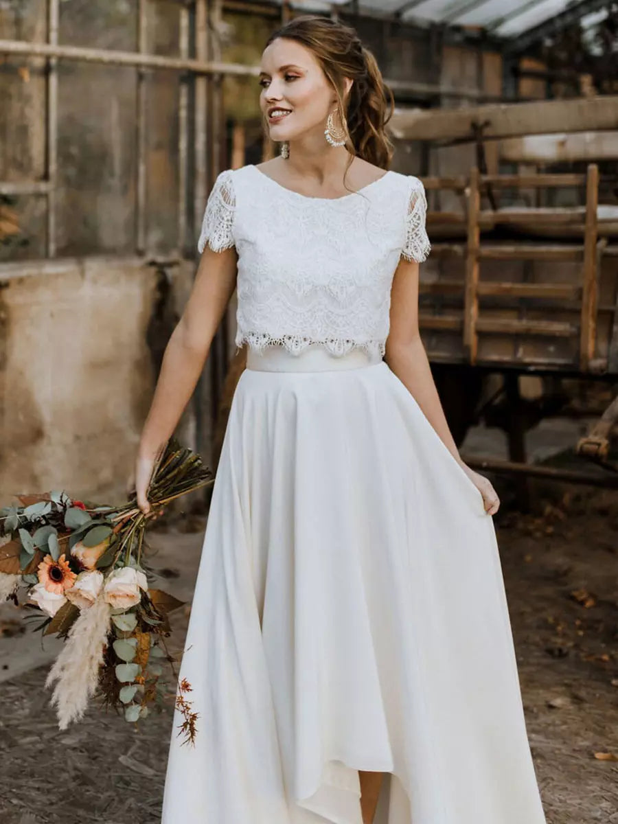 Adaline | Elegant Lace Two Piece Bridal Maxi Dress Set