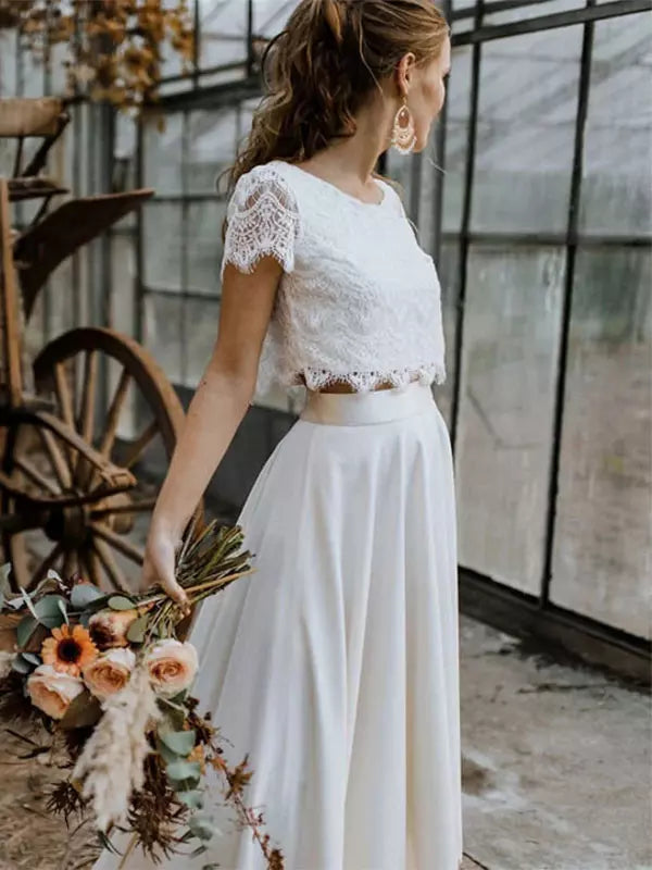 Adaline | Elegant Lace Two Piece Bridal Maxi Dress Set
