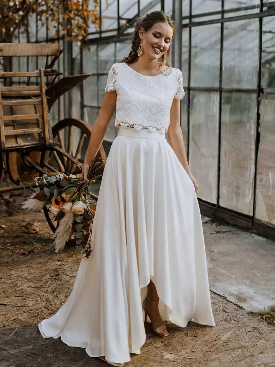 Adaline | Elegant Lace Two Piece Bridal Maxi Dress Set
