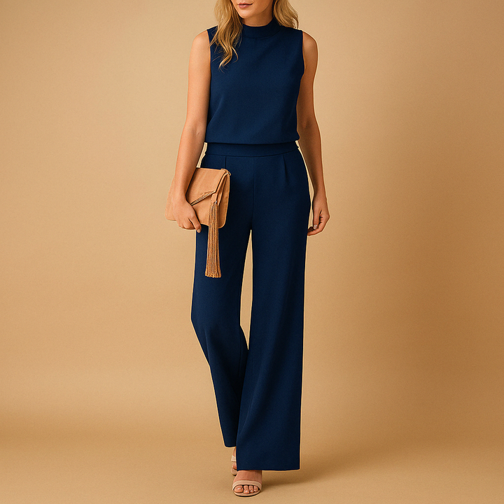 Cassiopeia | Elegant Sleeveless Wide Leg Jumpsuit Round Neck