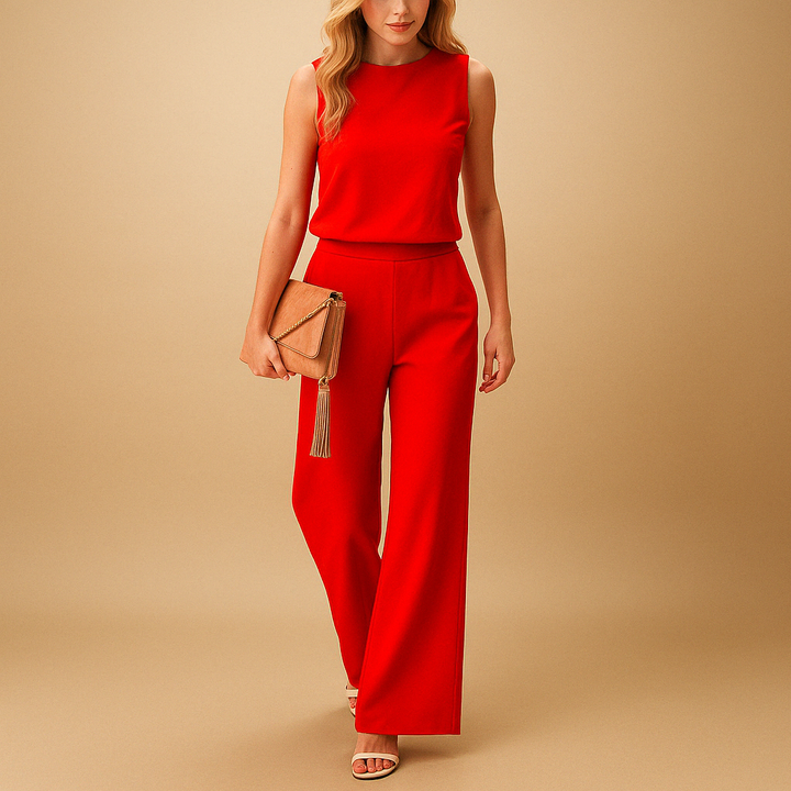 Cassiopeia | Elegant Sleeveless Wide Leg Jumpsuit Round Neck