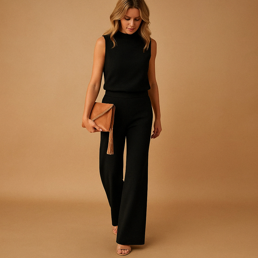 Cassiopeia | Elegant Sleeveless Wide Leg Jumpsuit Round Neck