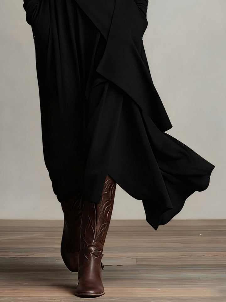 Beatrice | Elegant Purple Turtleneck Asymmetrical Maxi Dress