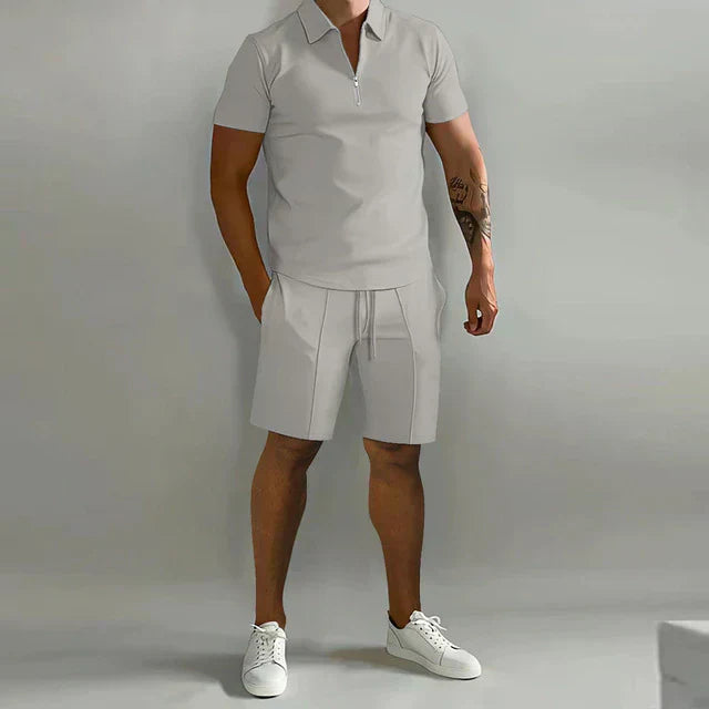 Isaac | Stylish Navy Polo Short Set Men - Matching Summer Outfit