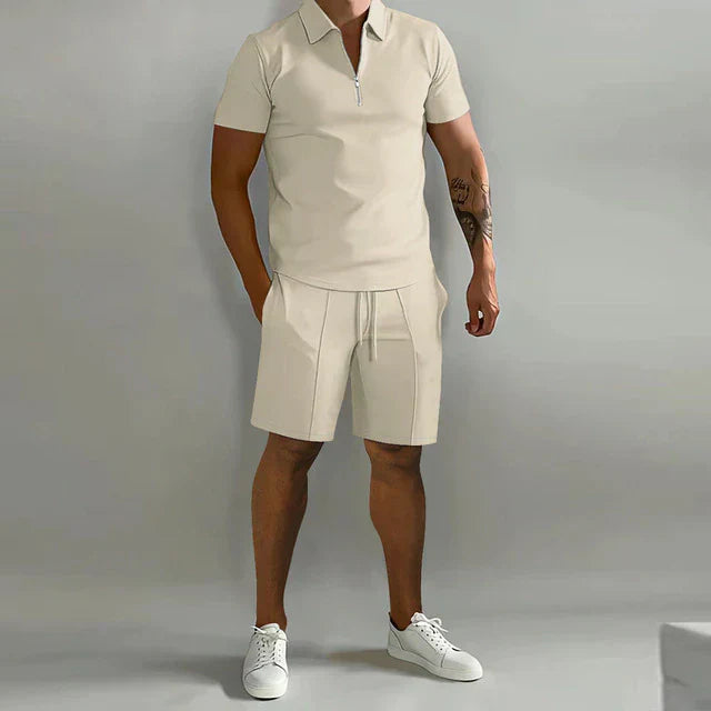 Isaac | Stylish Navy Polo Short Set Men - Matching Summer Outfit