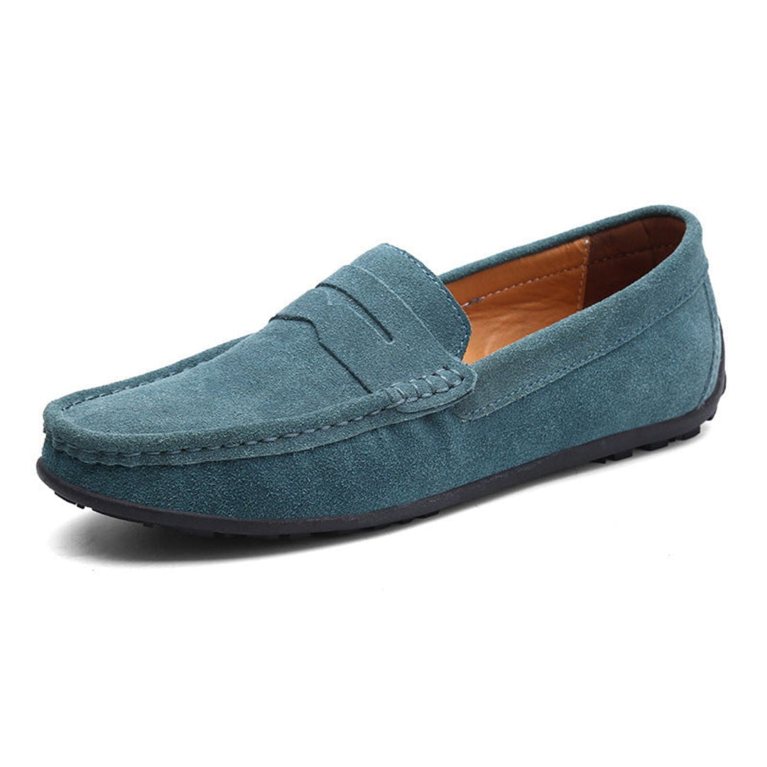 Ryder | Stylish Men's Blue Suede Driving Loafers With Comfort Sole
