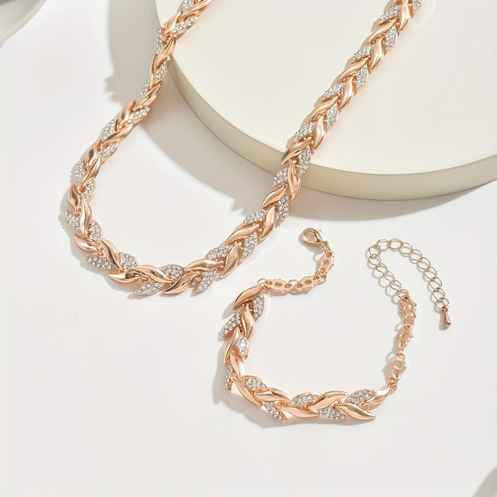 Fiona | Elegant Rhinestone Chain Necklace And Bracelet Set